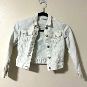 Little girls white denim jean jacket from H&M size 8-9 small flaw